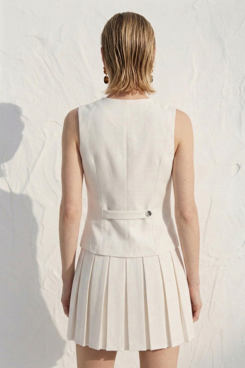 Pleated Sleeveless Mini Dress