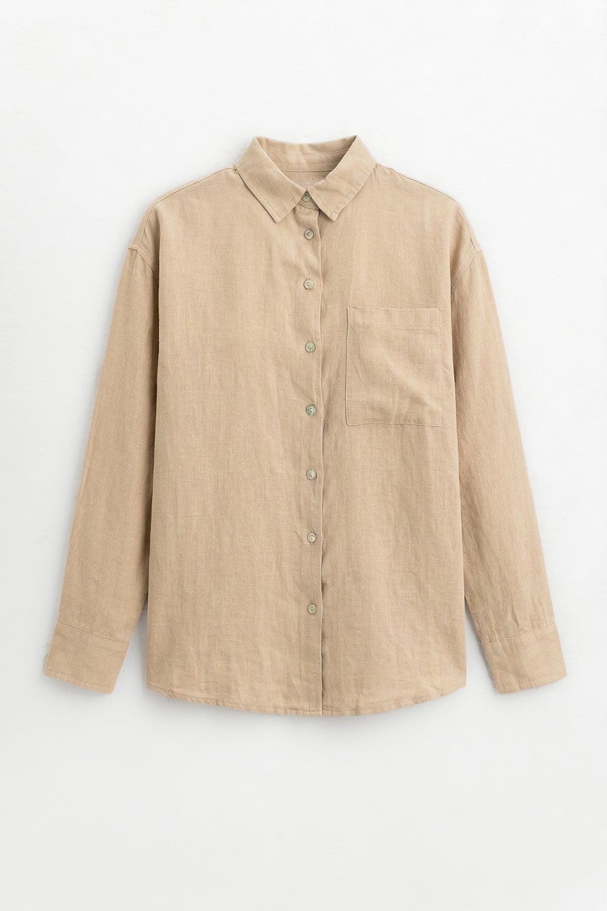 %100 Keten Oversize Gömlek