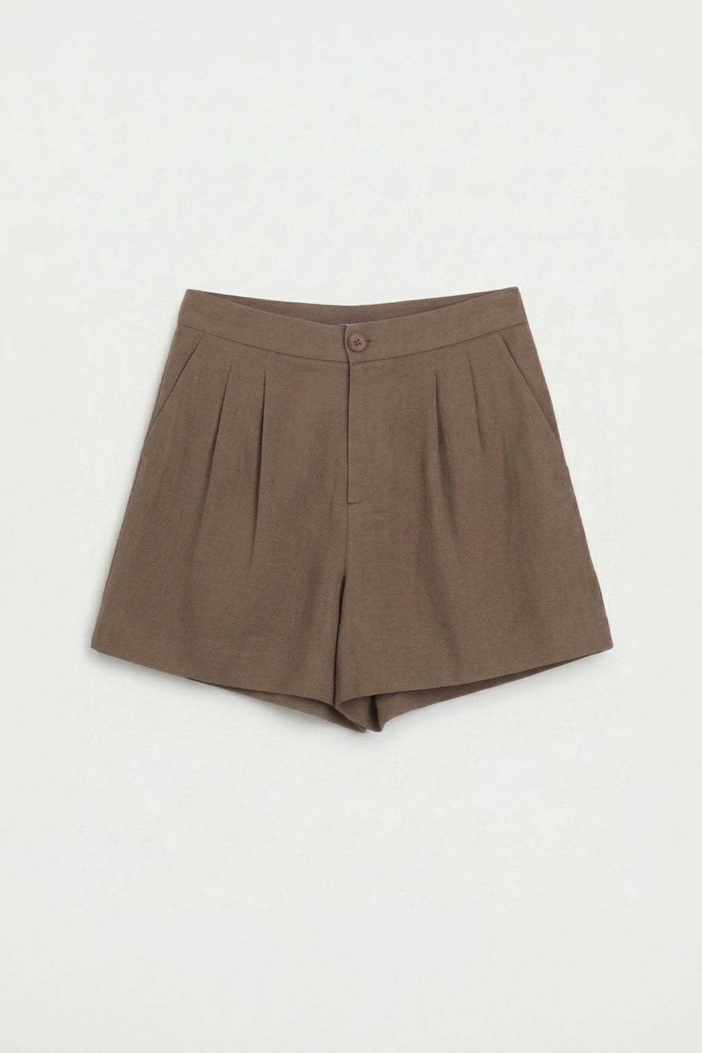 Linen Pleated Mini Shorts
