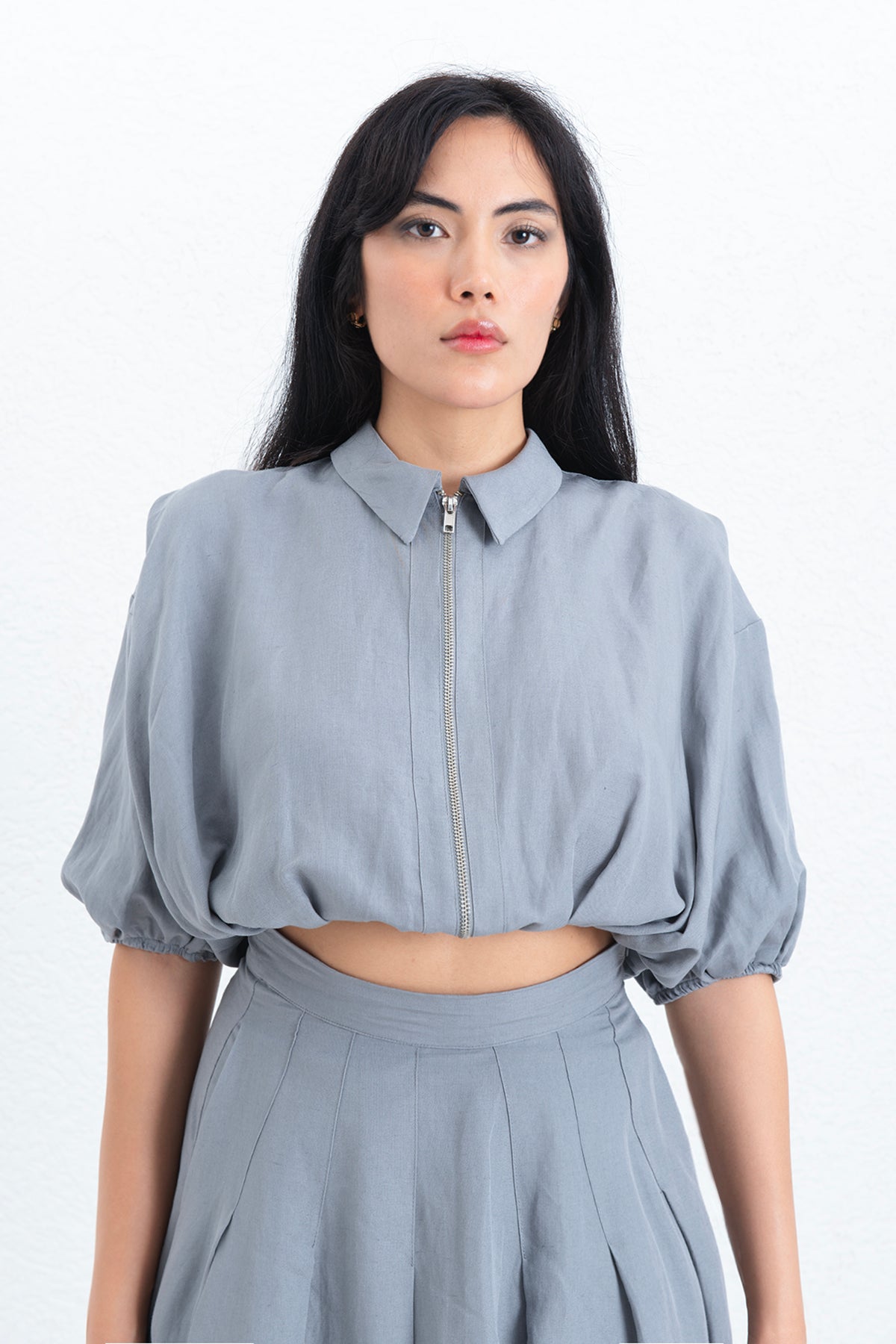 Crop Balon Bluz