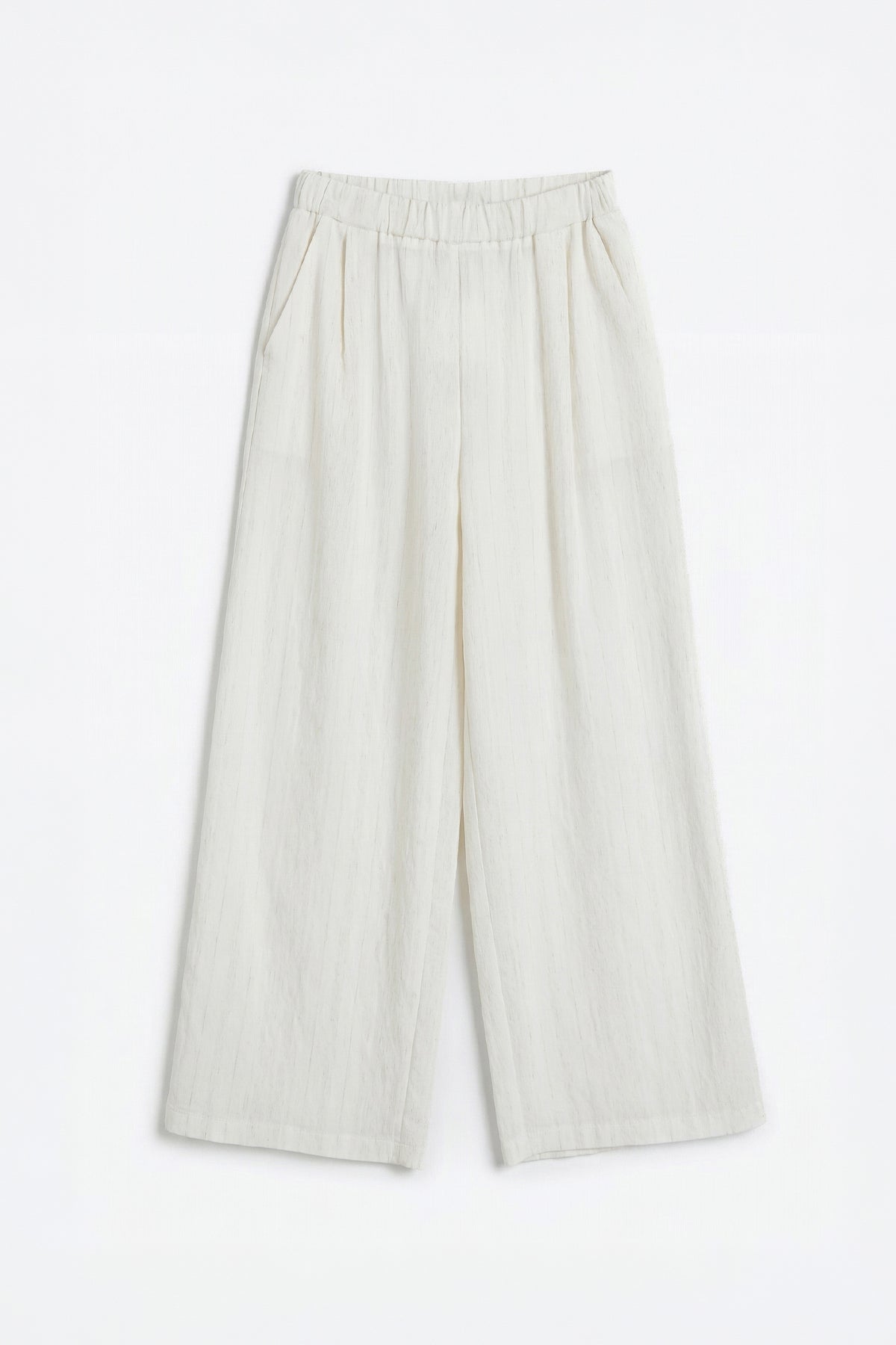 Linen Blend Wide-Leg Trousers