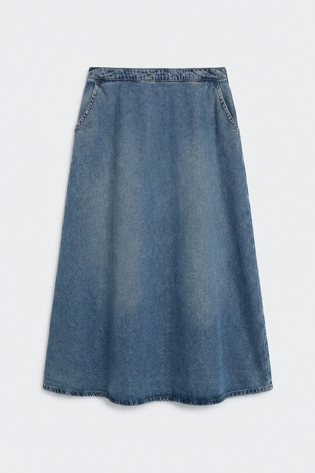 Kloş Denim Midi Etek