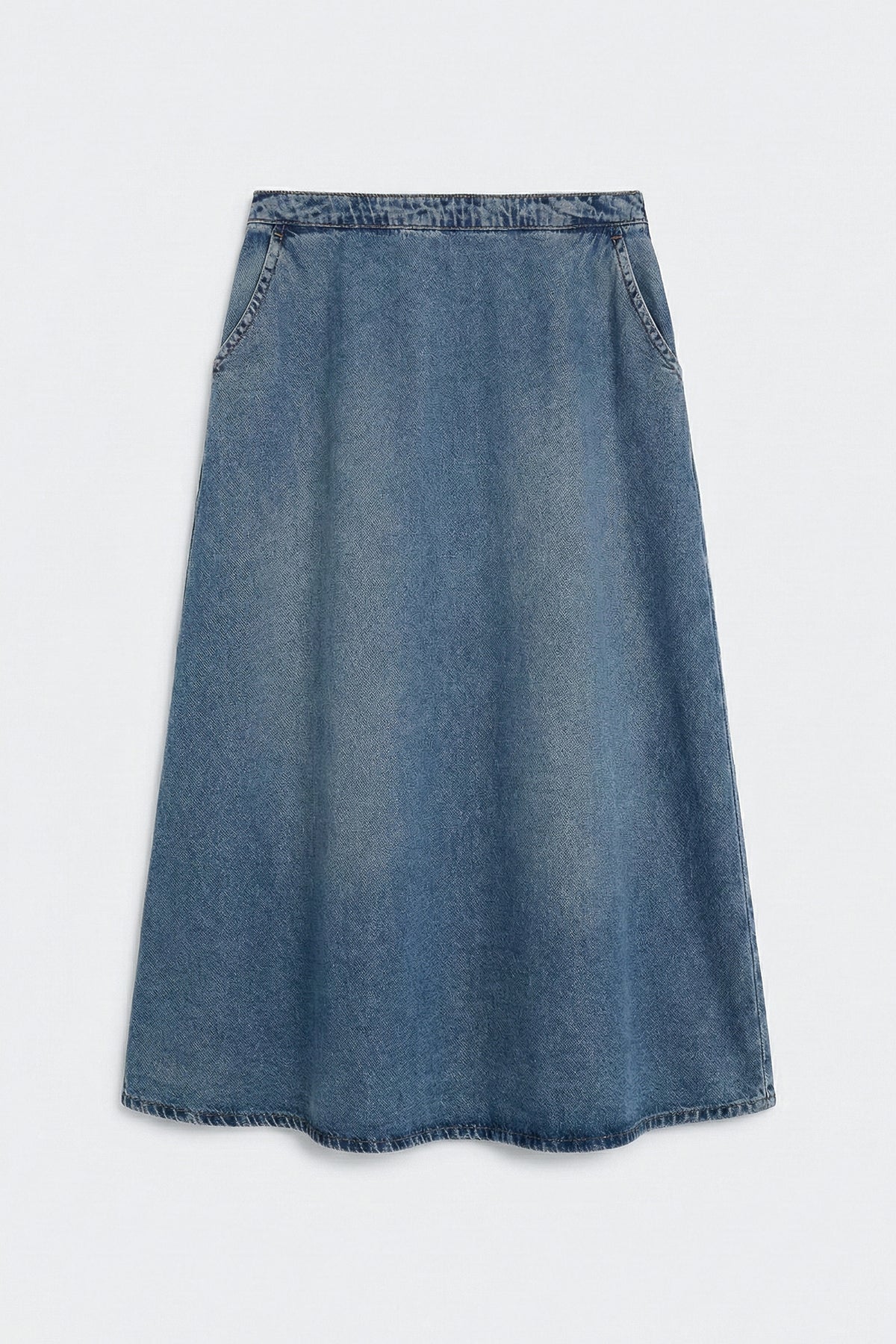 Kloş Denim Midi Etek