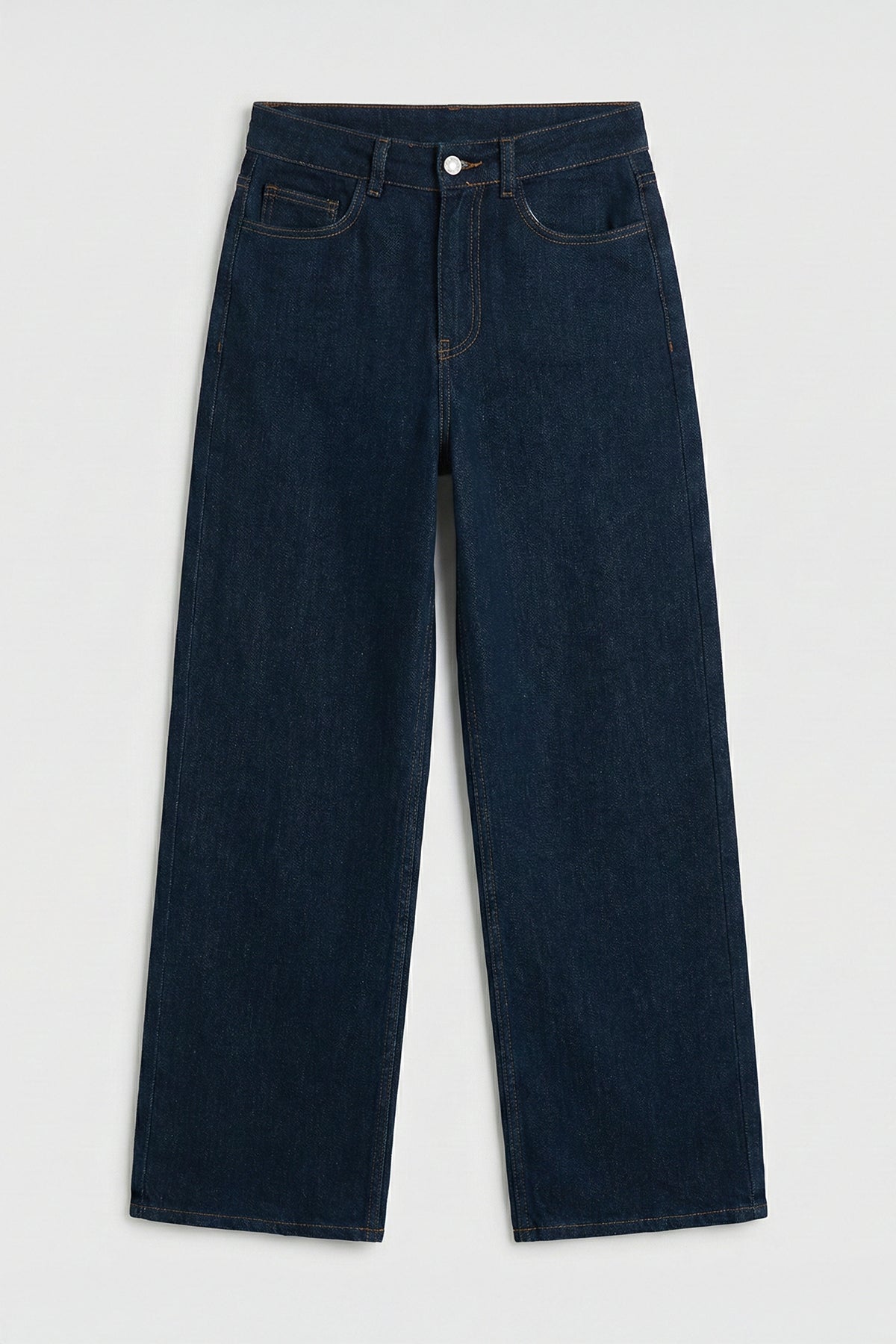 Sim Karışımlı Düz Kesim Denim Pantolon