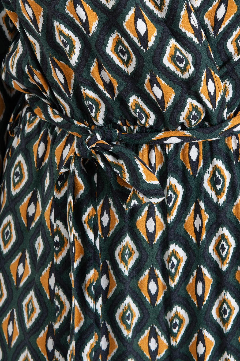 Long Patterned Jumpsuit with Shawl Collar