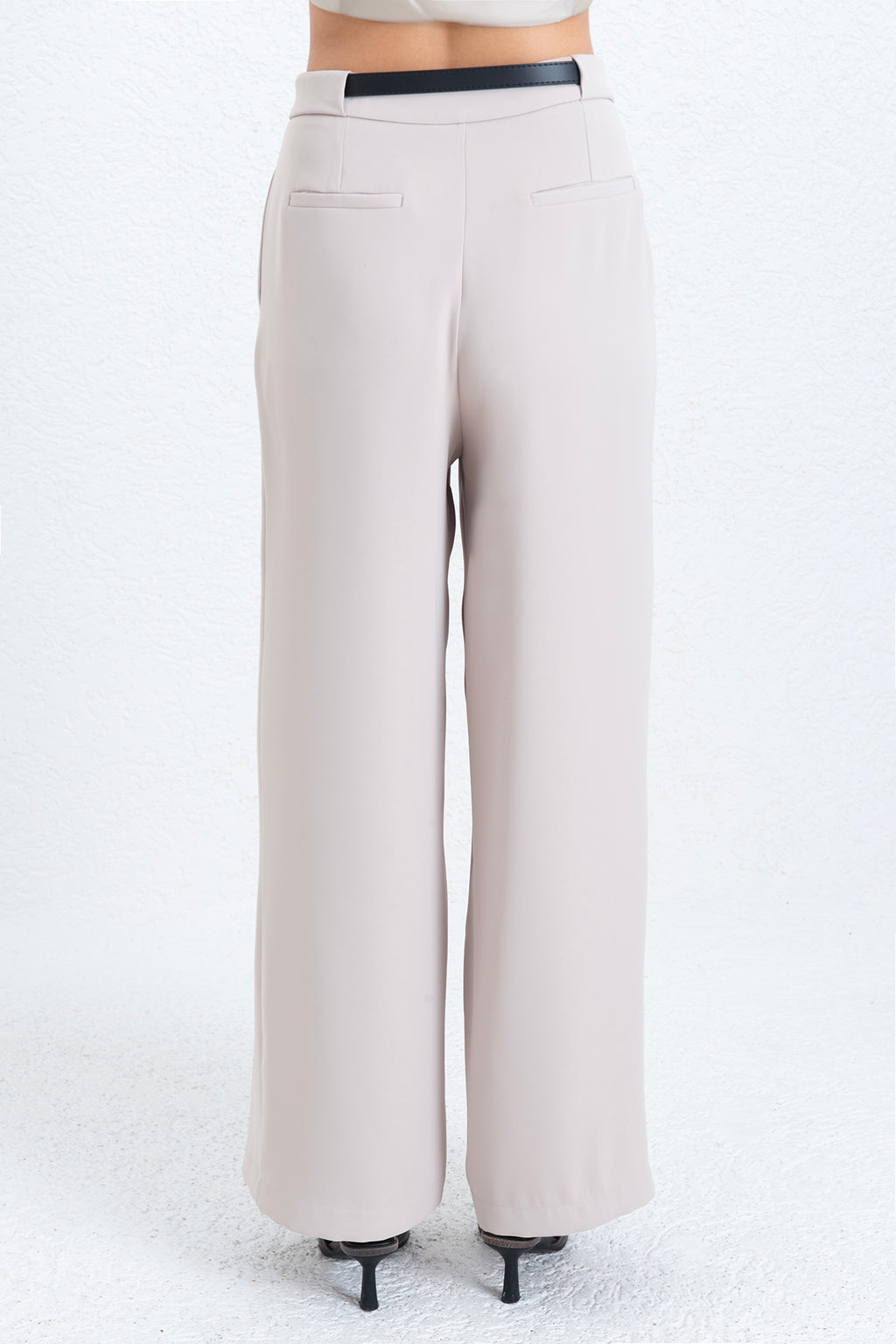 Wide Pleated Trousers with Belt