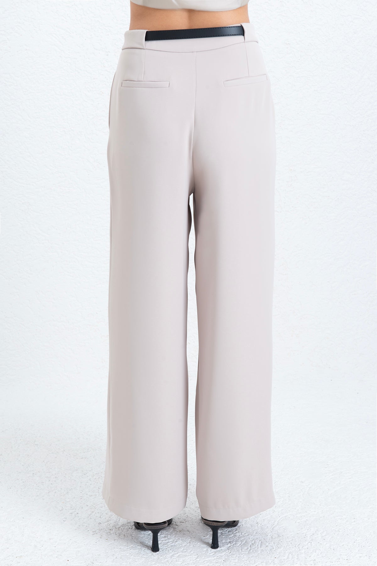 Wide Pleated Trousers with Belt