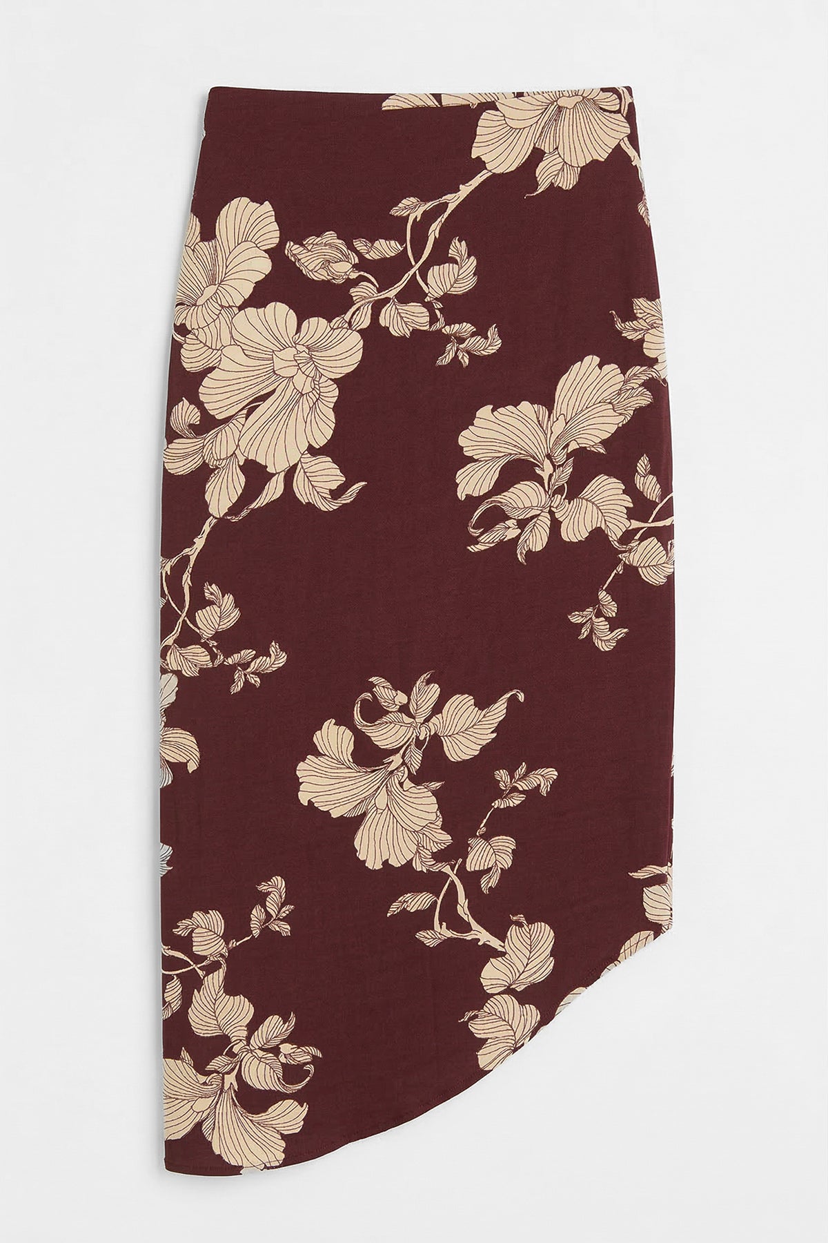 Midi Skirt with Draped Asymmetric Hem Detail