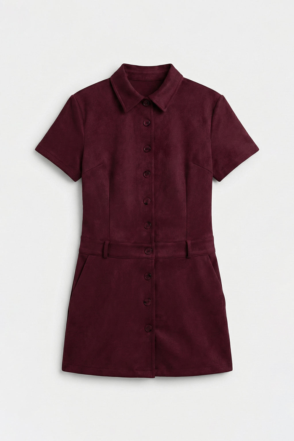 Suede-Look Mini Button Dress