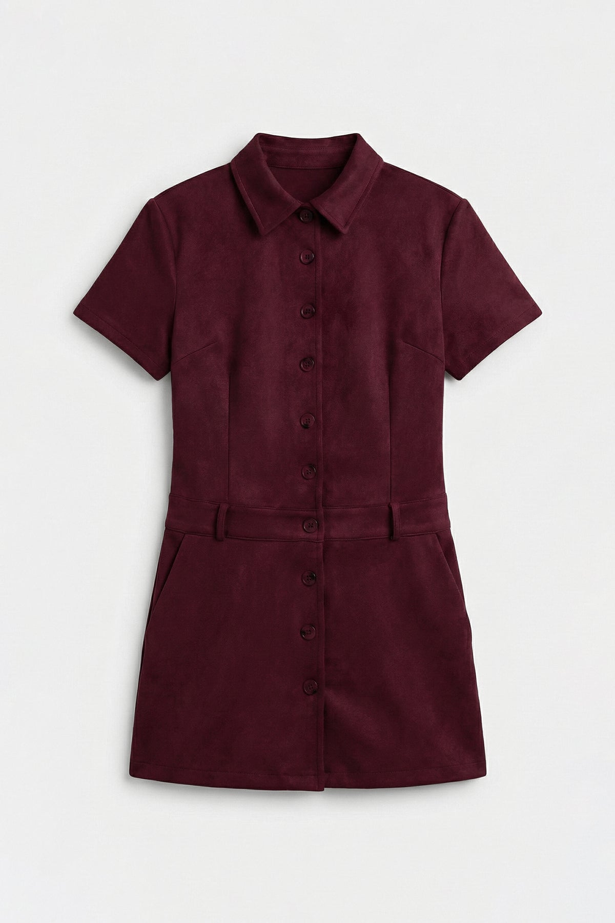 Suede-Look Mini Button Dress