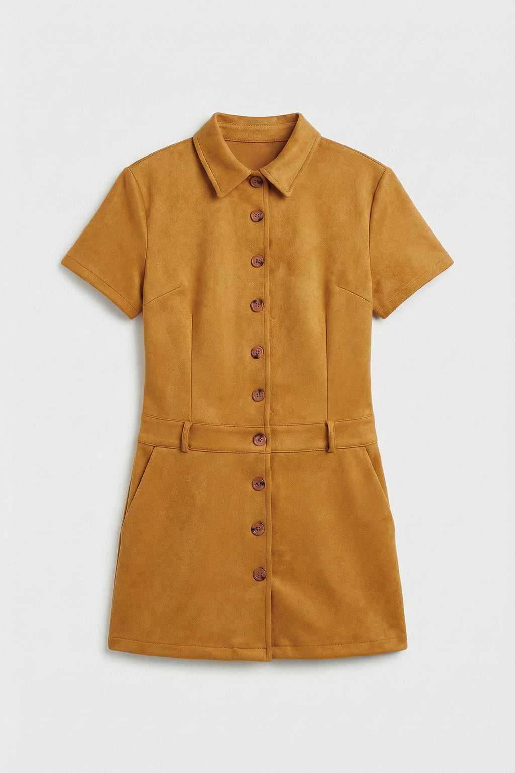 Suede-Look Mini Button Dress