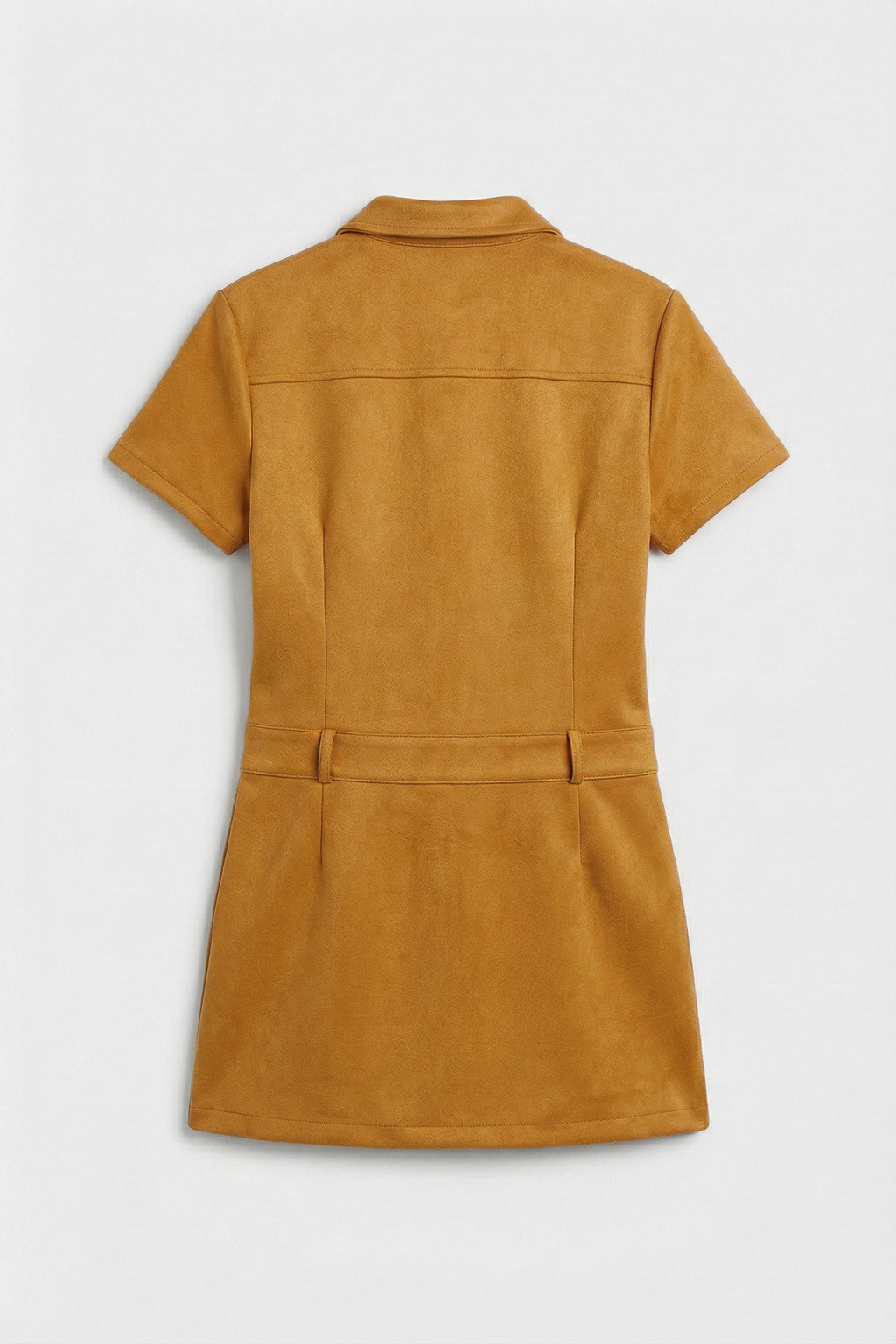 Suede-Look Mini Button Dress