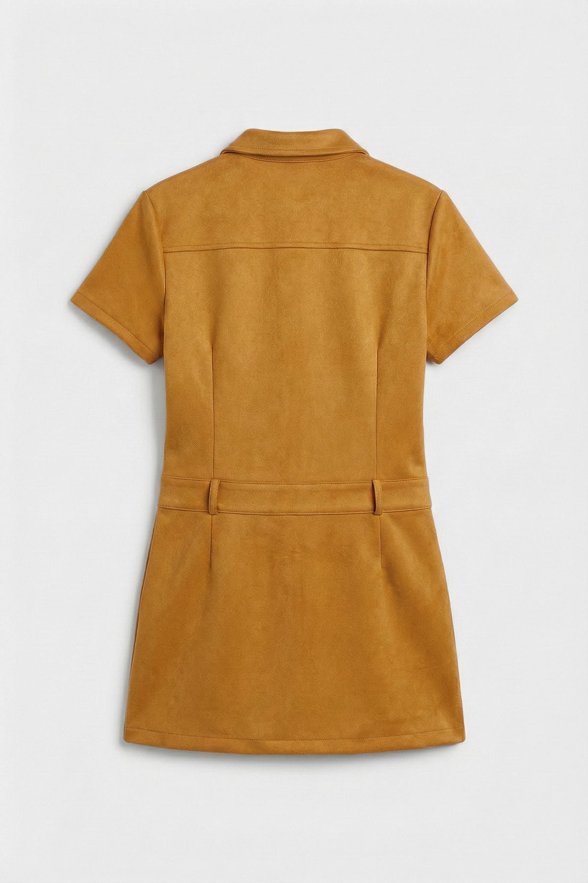 Suede-Look Mini Button Dress