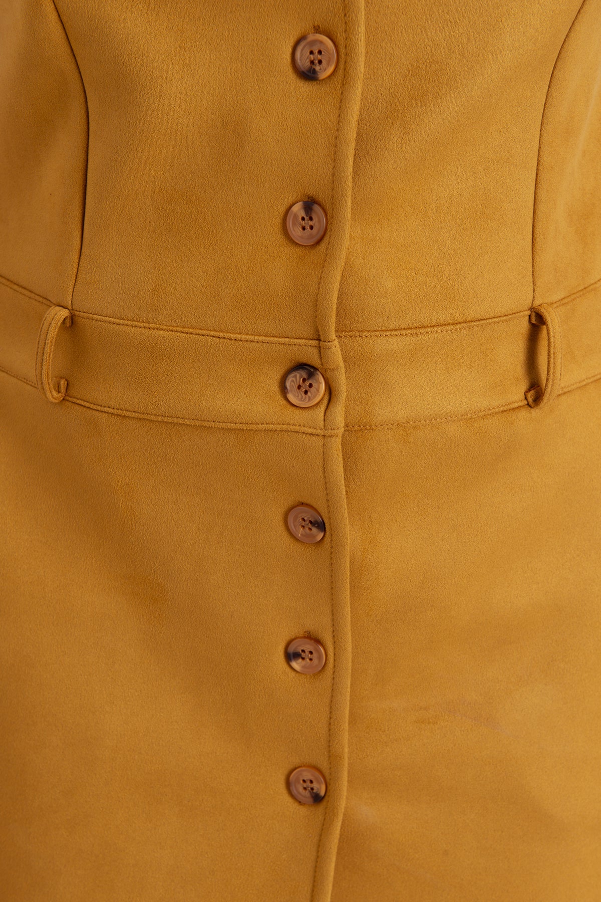Suede-Look Mini Button Dress