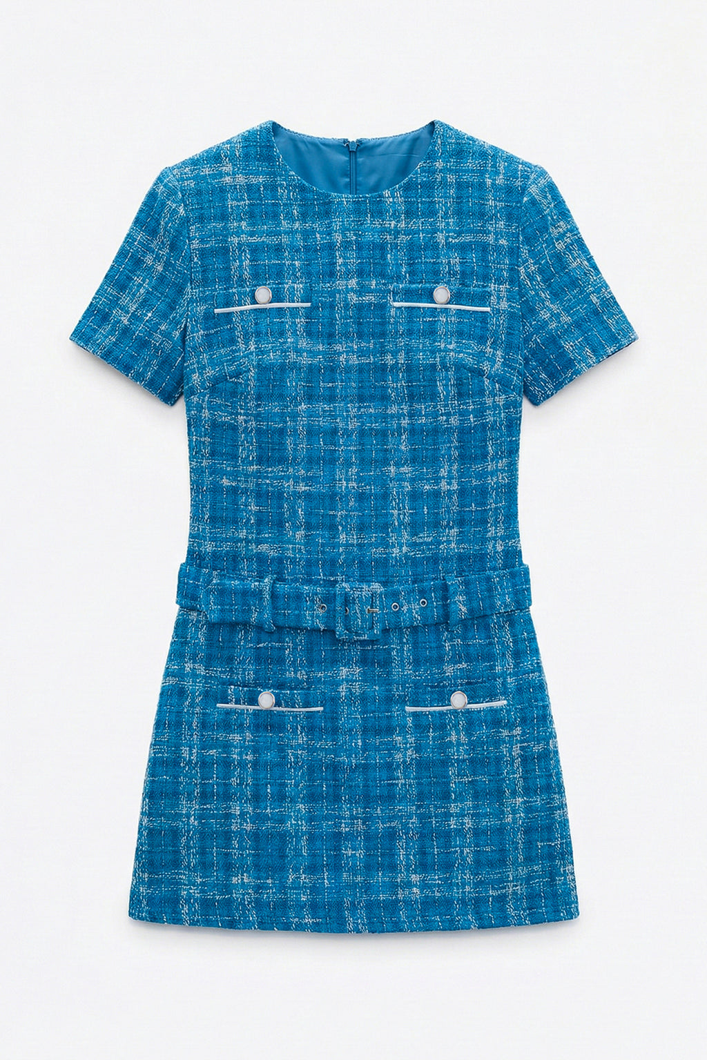 Belted Tweed Mini Dress
