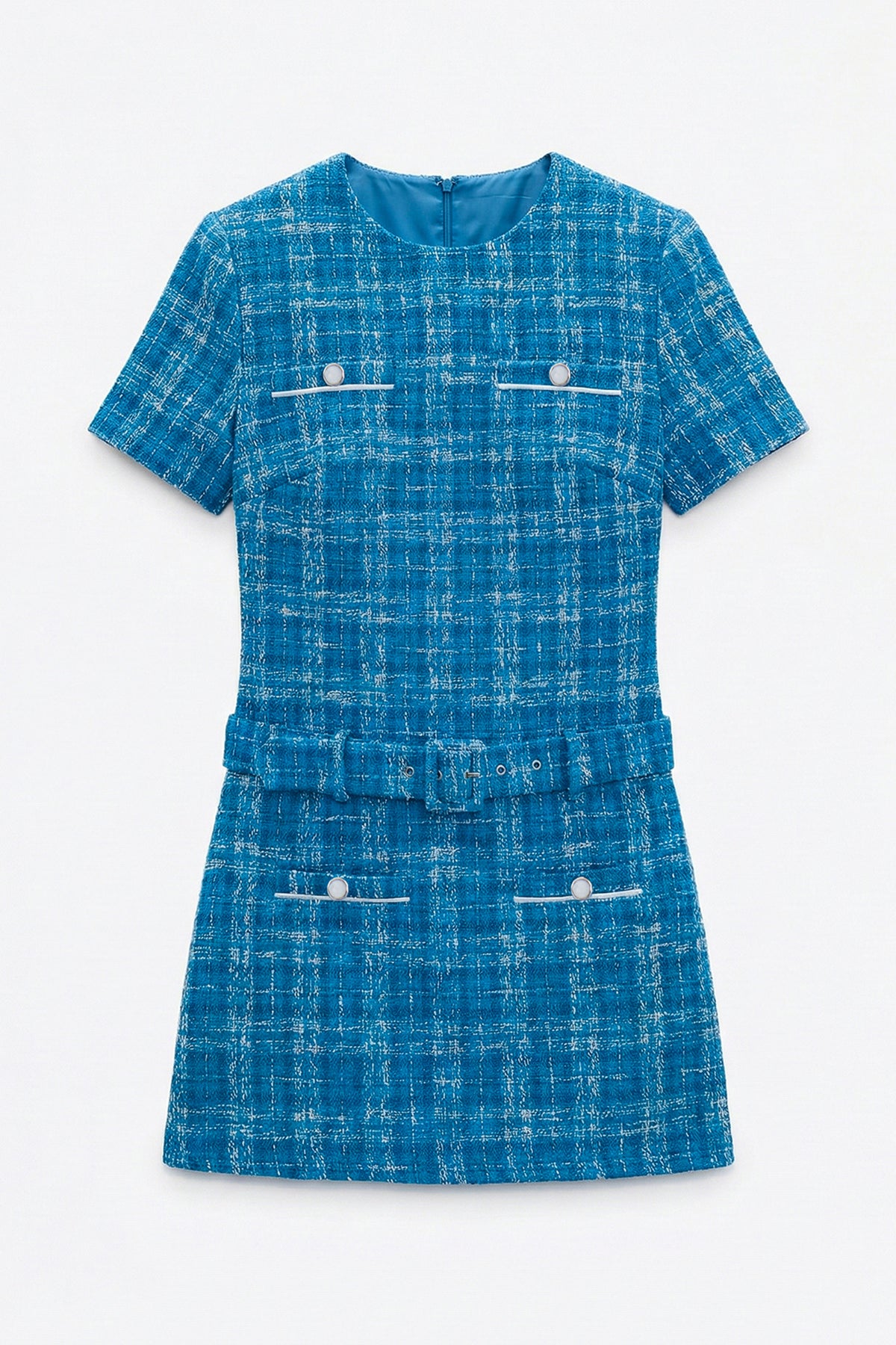 Belted Tweed Mini Dress
