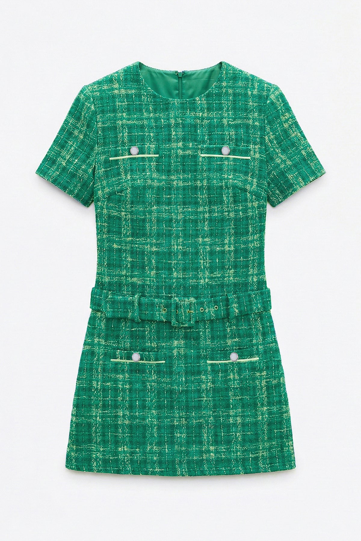Belted Tweed Mini Dress