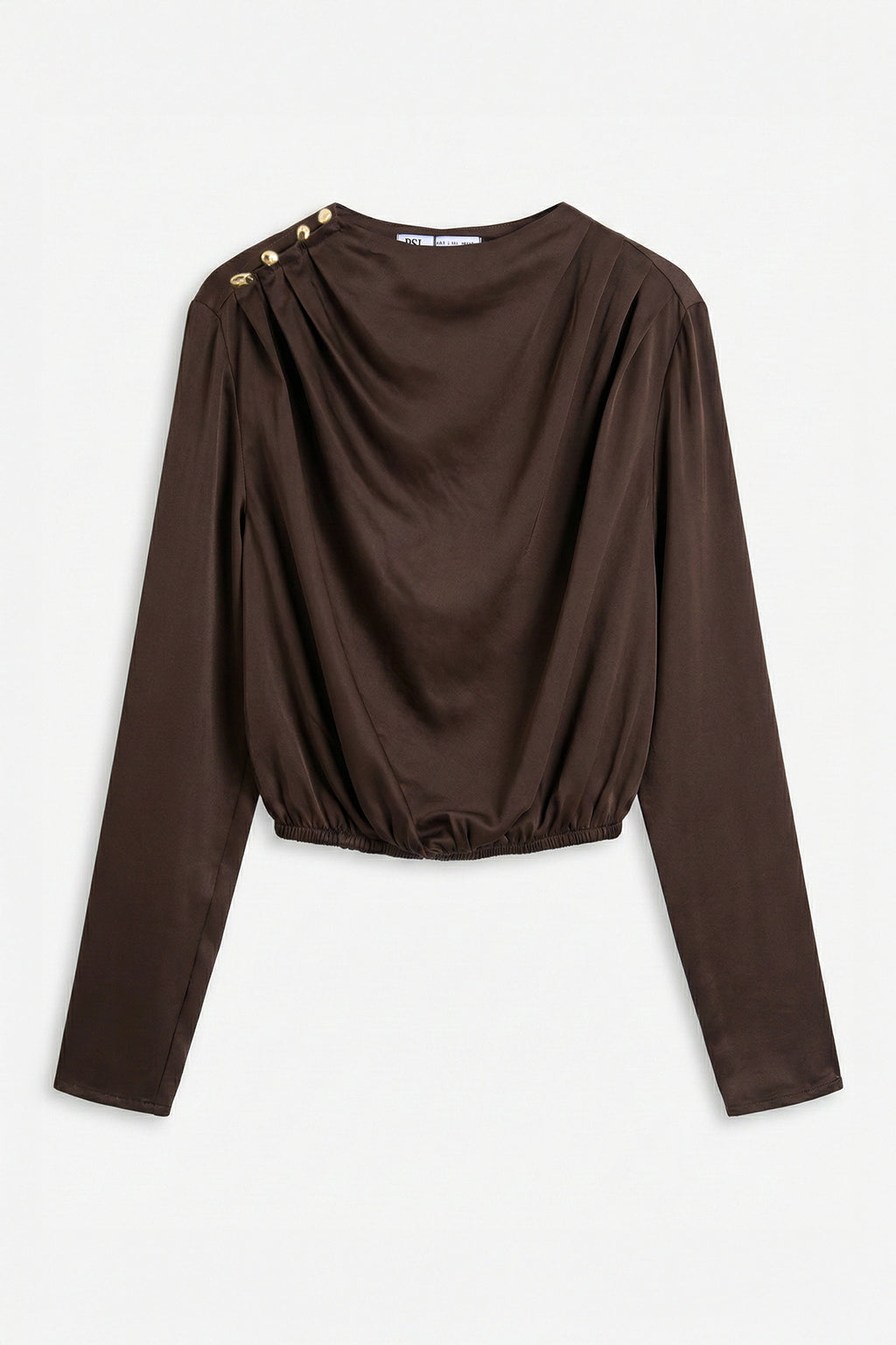 Saten Pileli Crop Bluz