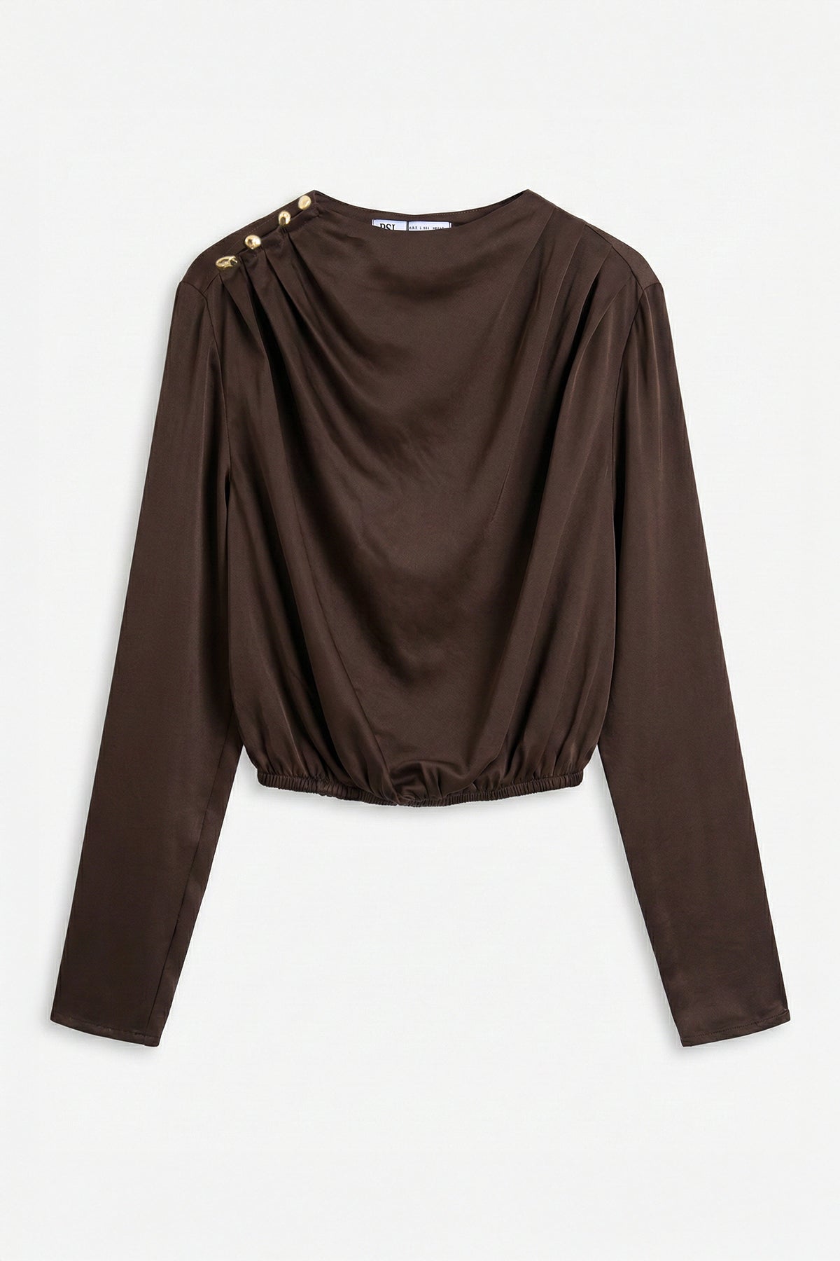 Saten Pileli Crop Bluz