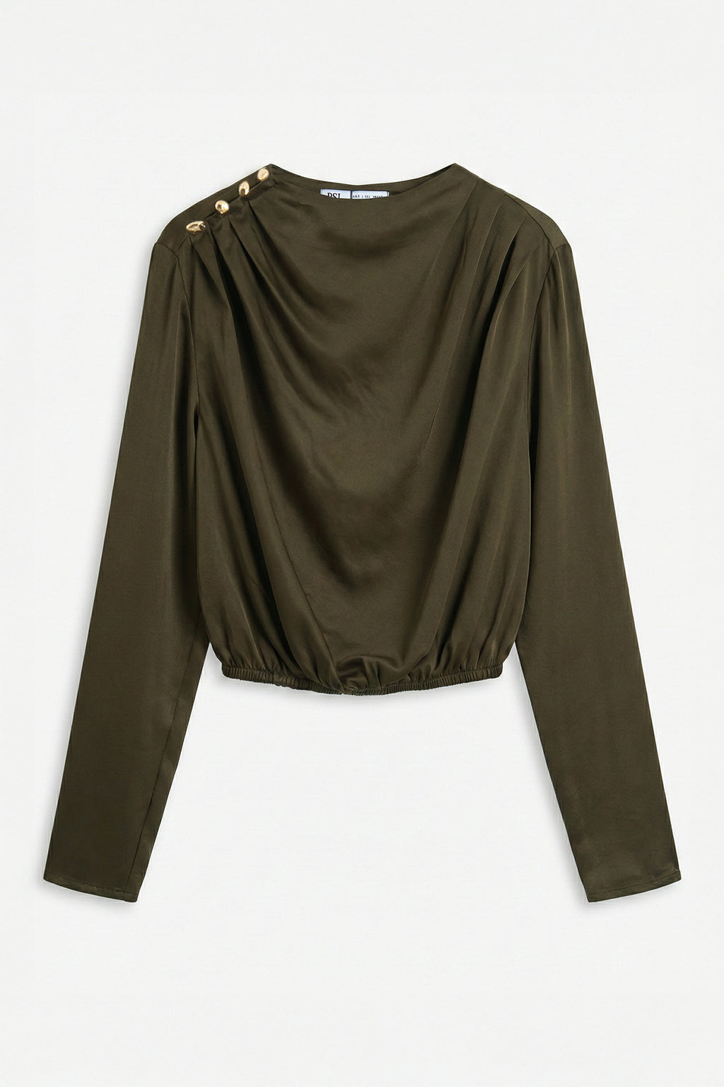 Saten Pileli Crop Bluz
