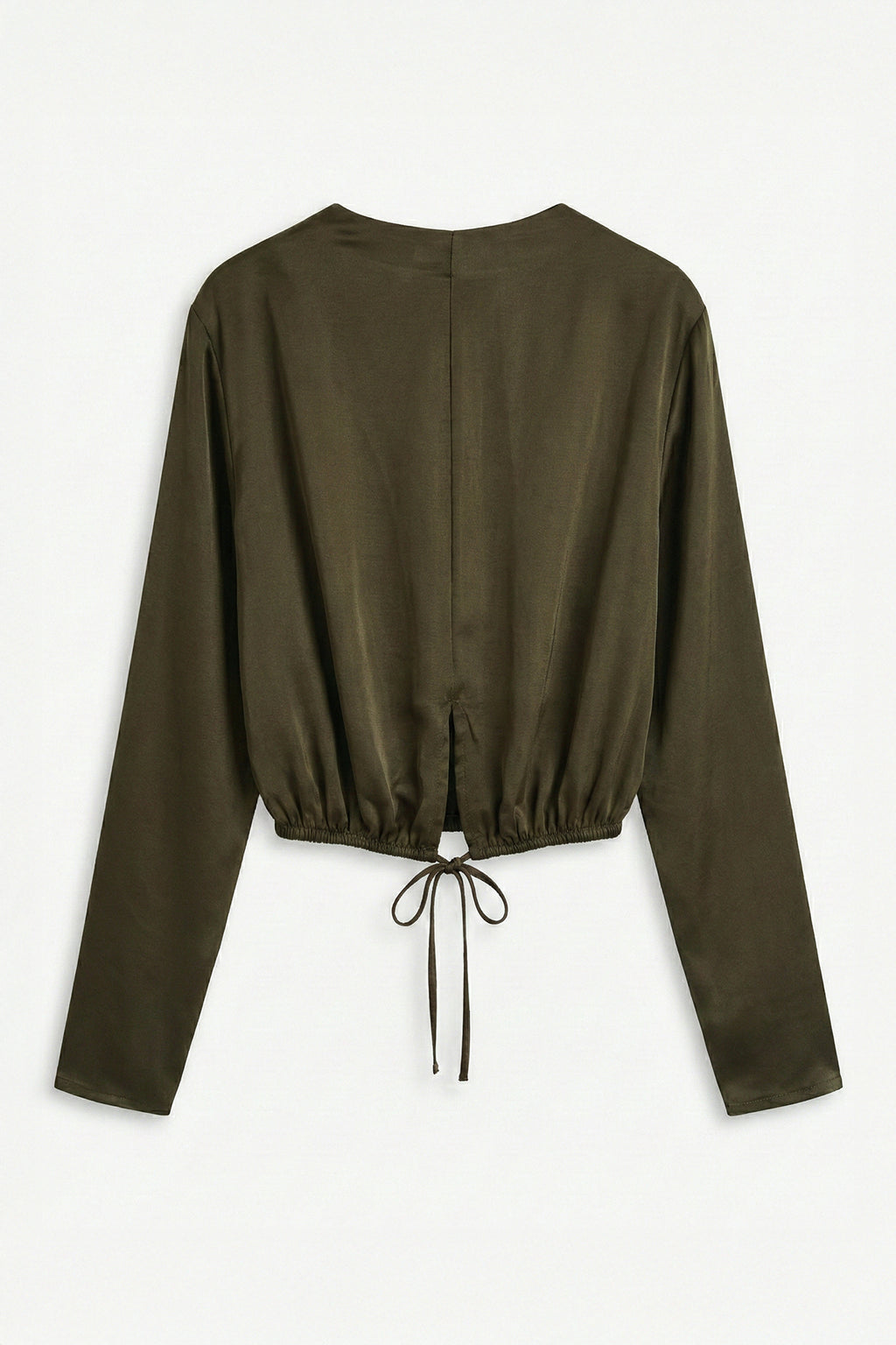 Saten Pileli Crop Bluz