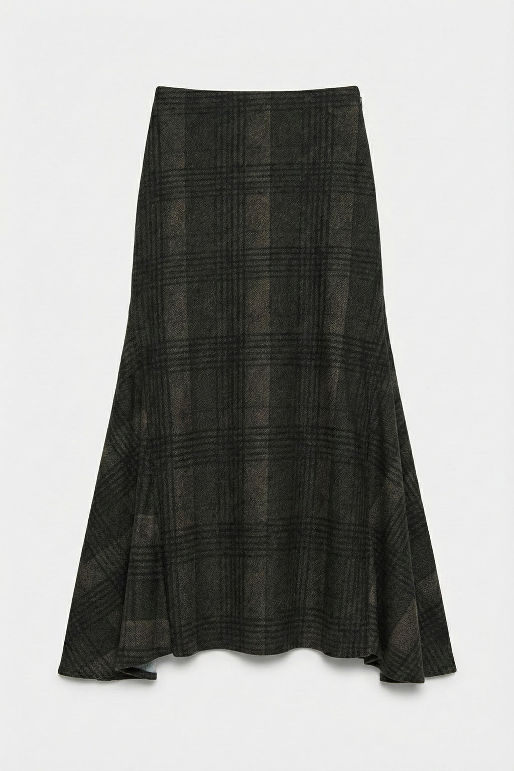 Plaid Ruffle Midi Skirt