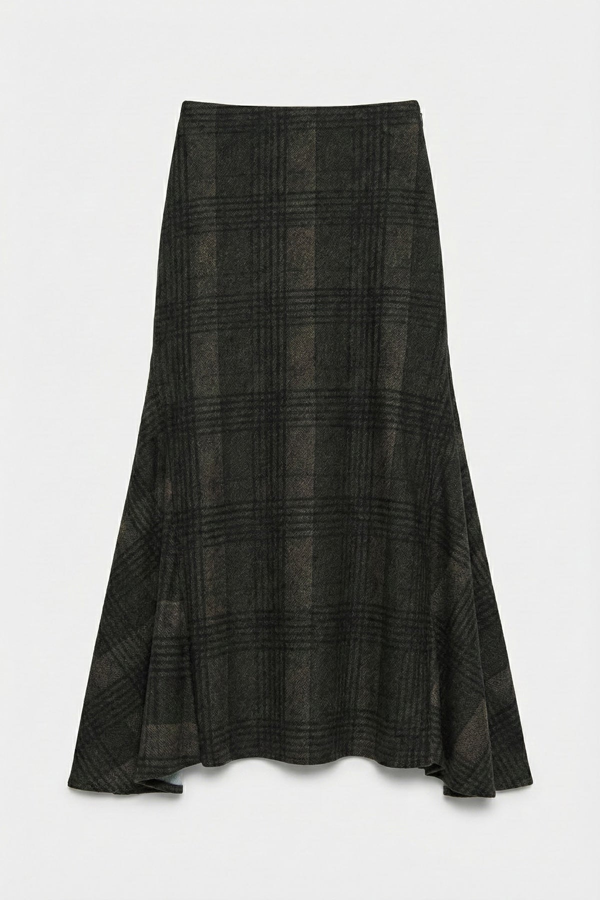 Plaid Ruffle Midi Skirt