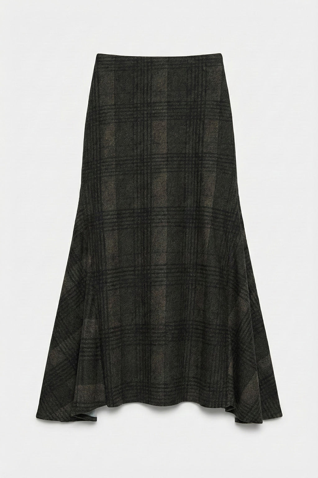 Plaid Ruffle Midi Skirt
