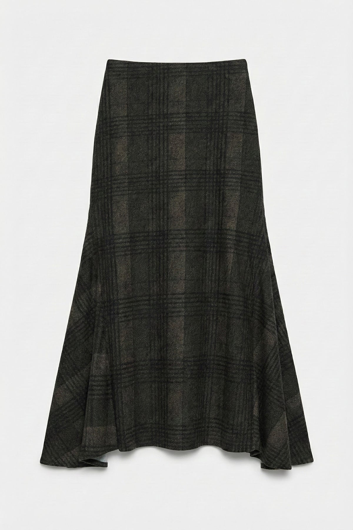 Plaid Ruffle Midi Skirt