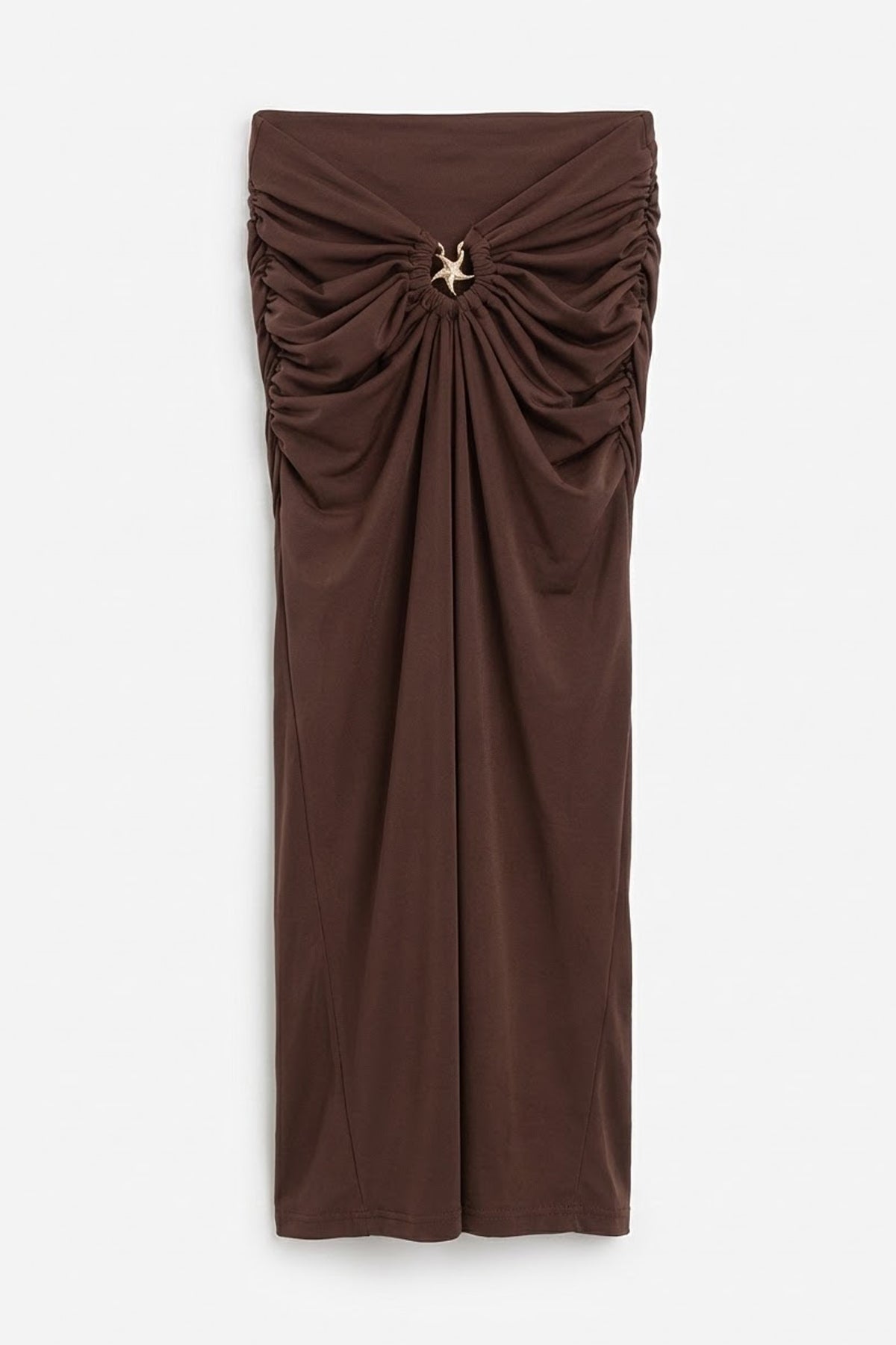 Toka Ve Drape Detaylı Midi Etek