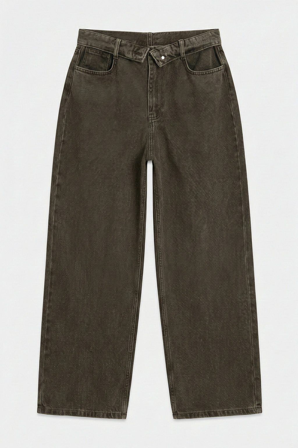 Painted Denim Pants with Fold-Out Waistband Detail