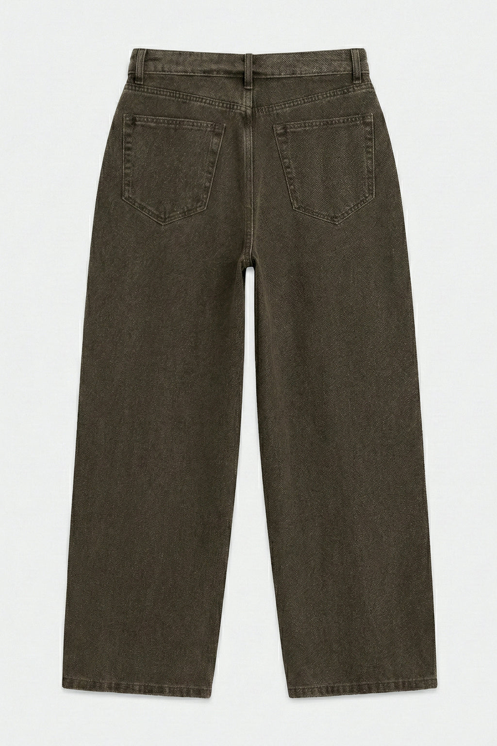 Painted Denim Pants with Fold-Out Waistband Detail