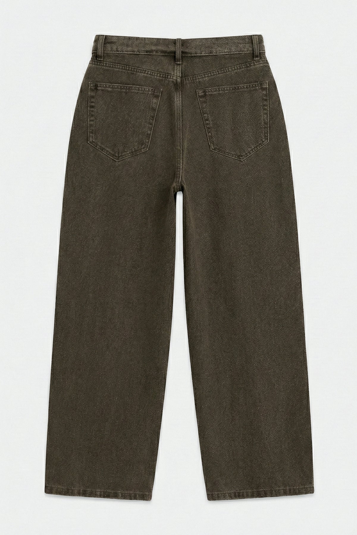 Painted Denim Pants with Fold-Out Waistband Detail