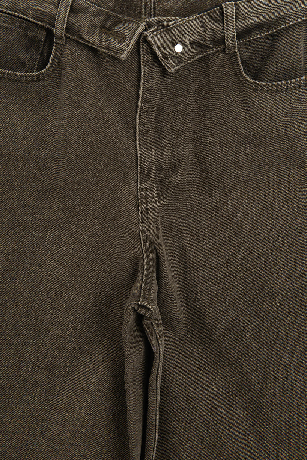 Painted Denim Pants with Fold-Out Waistband Detail