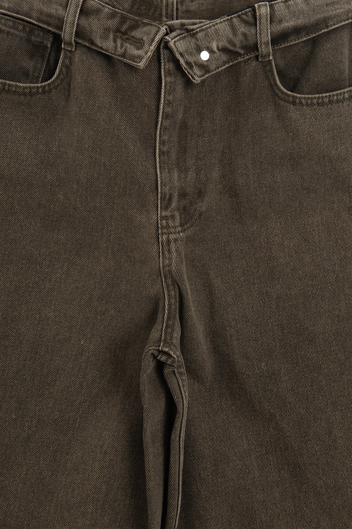 Painted Denim Pants with Fold-Out Waistband Detail