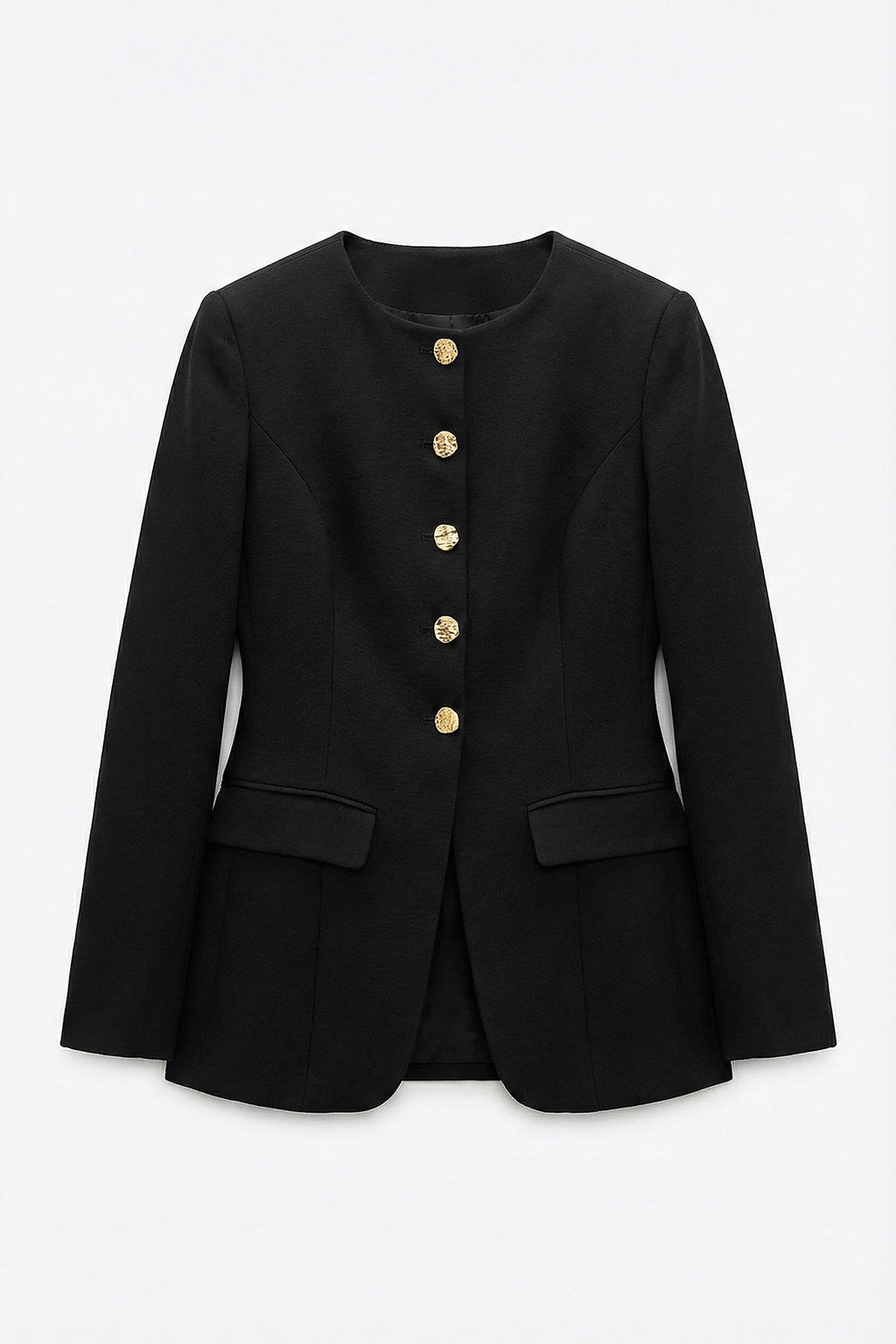 Düğmeli  Yakasız Blazer Ceket
