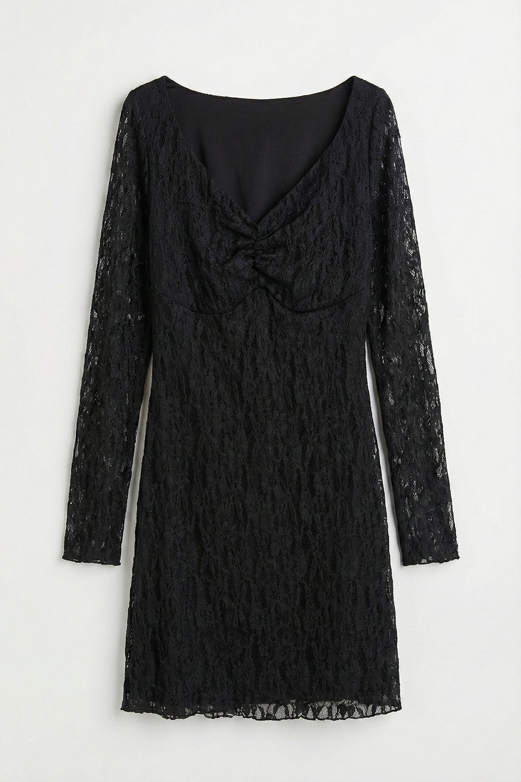 Deep V-Neck Lace Mini Dress