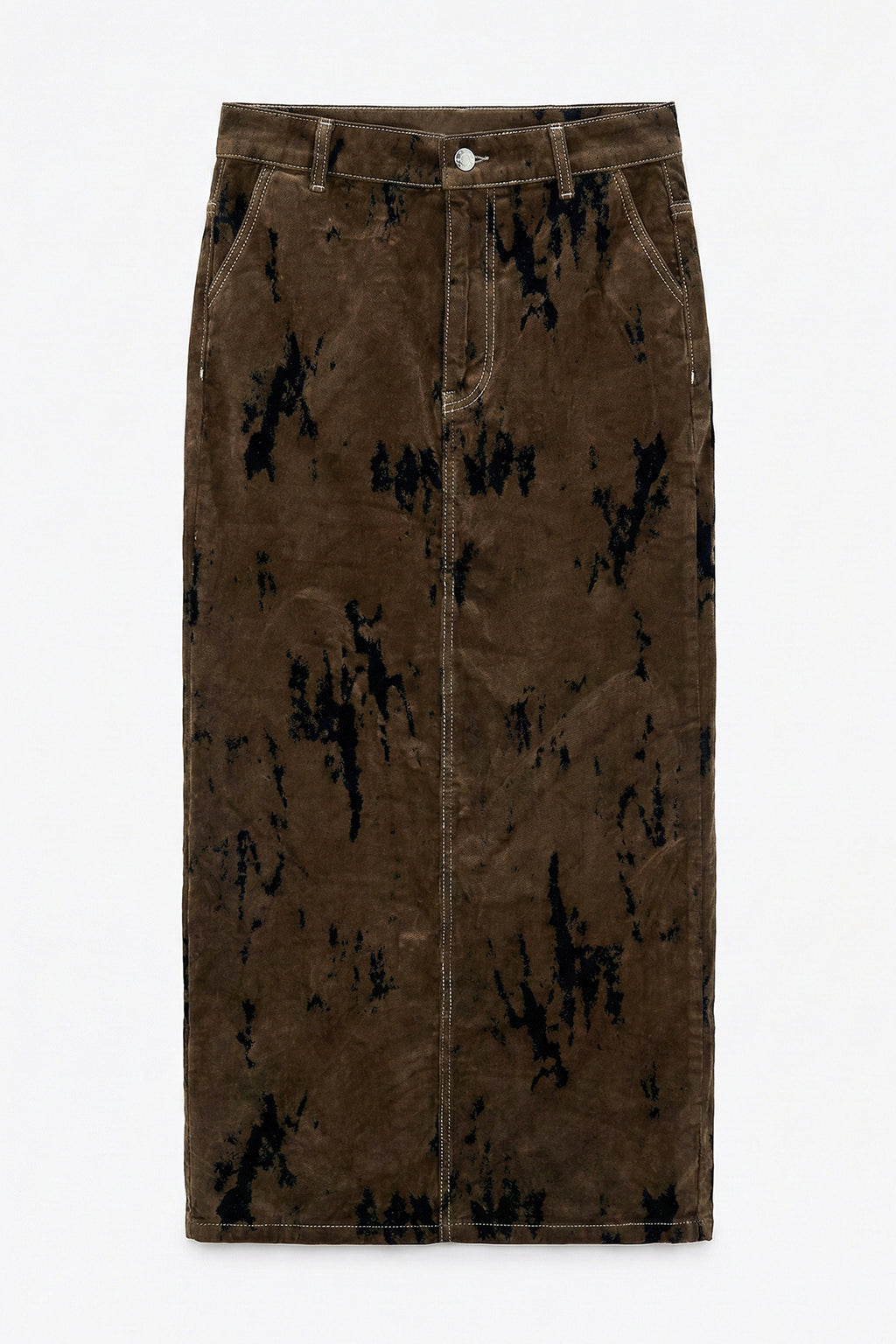 Flock Print Midi Pencil Skirt