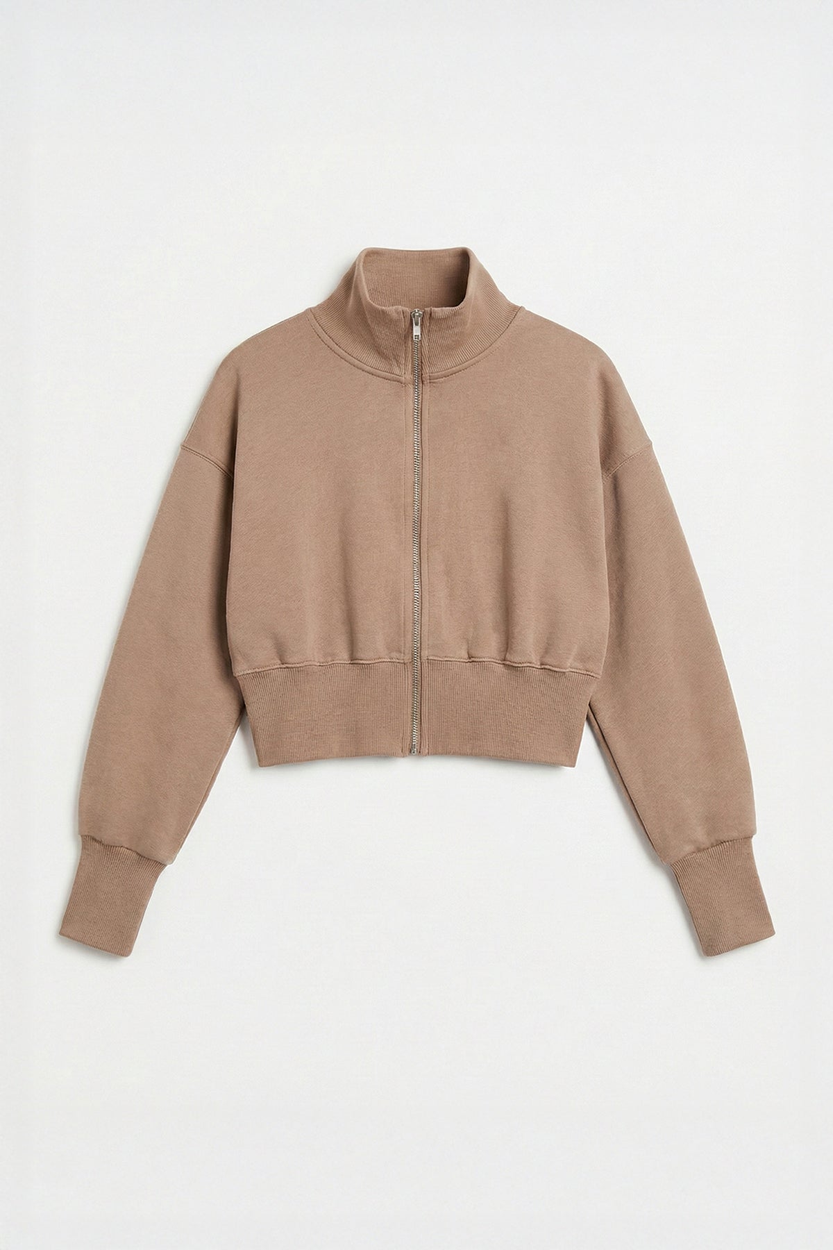 Dik Yakalı Crop Sweatshirt