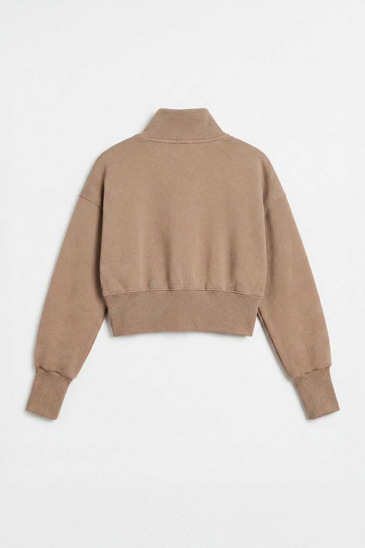 Dik Yakalı Crop Sweatshirt