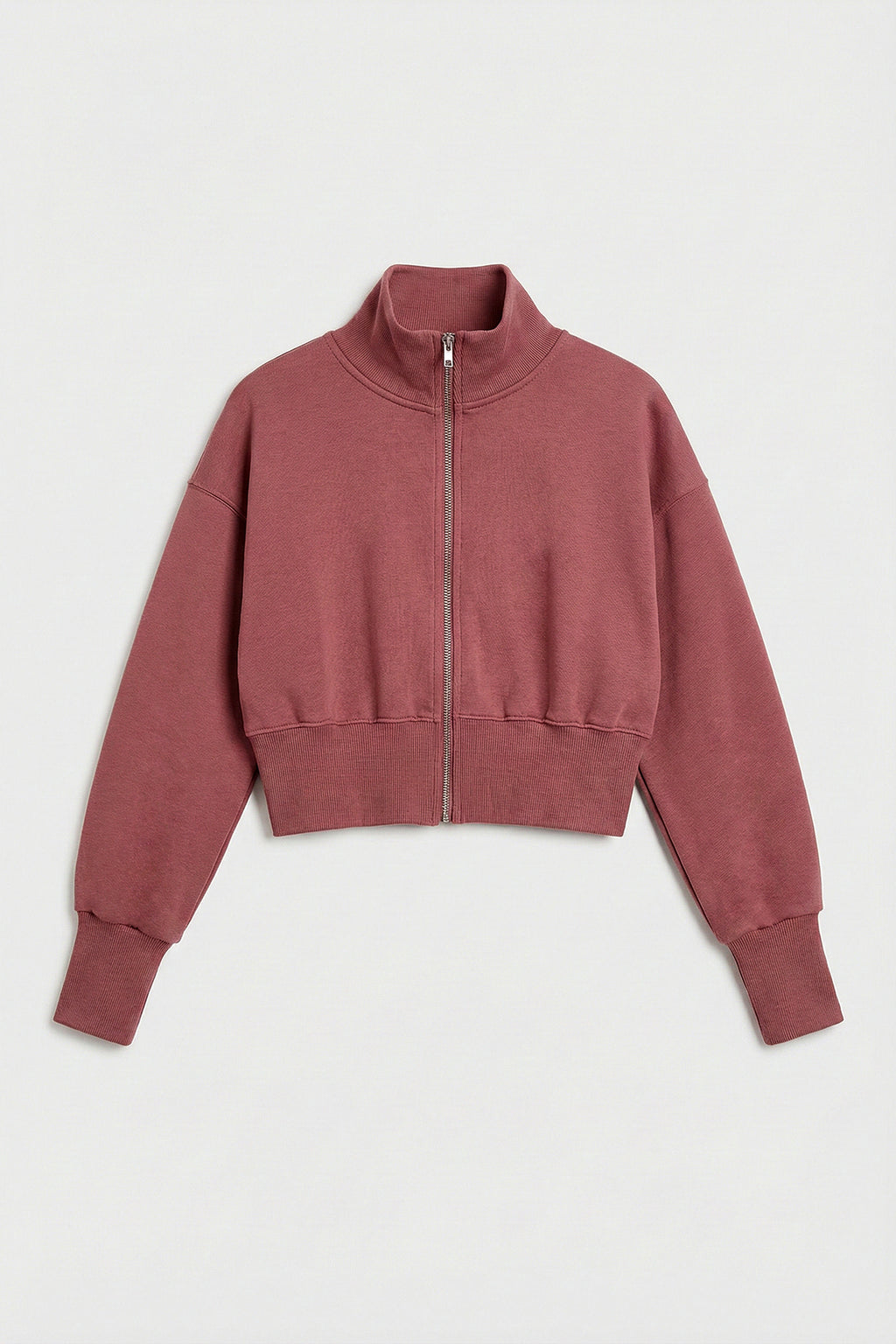 Dik Yakalı Crop Sweatshirt