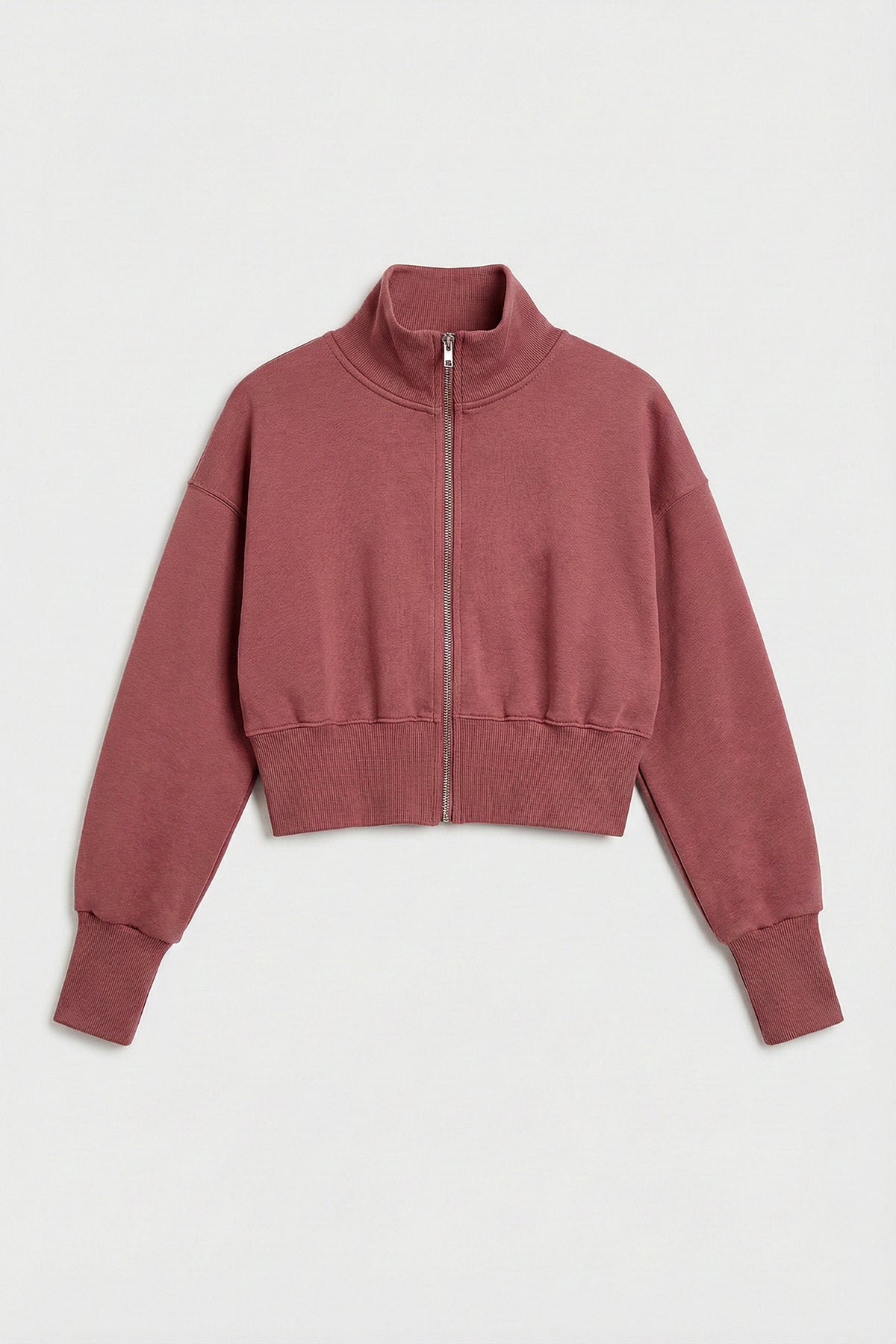 Dik Yakalı Crop Sweatshirt