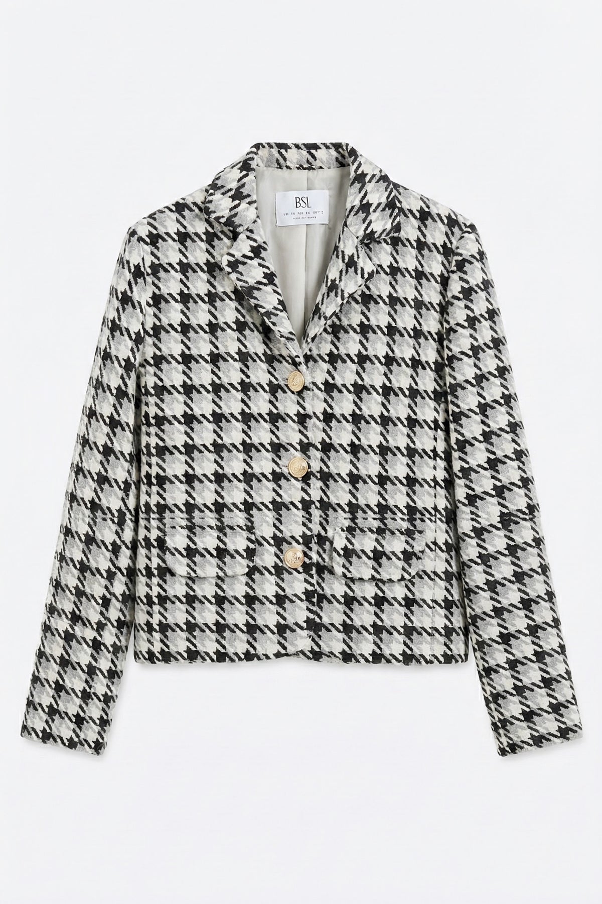 Kazayağı Desen Kısa Blazer Ceket