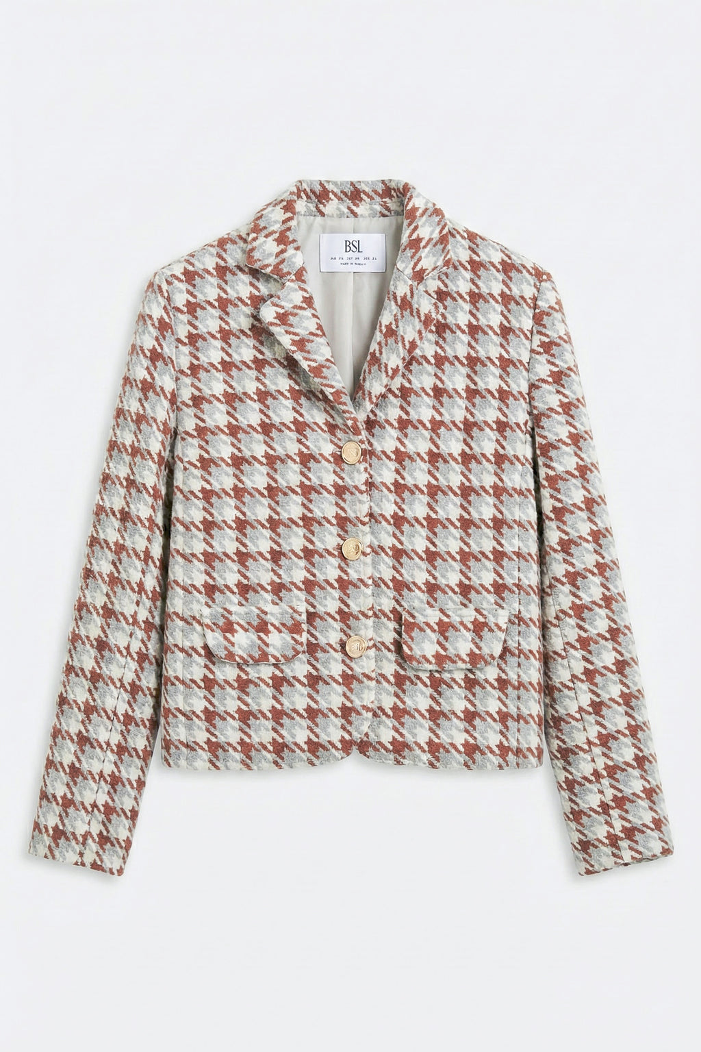 Kazayağı Desen Kısa Blazer Ceket