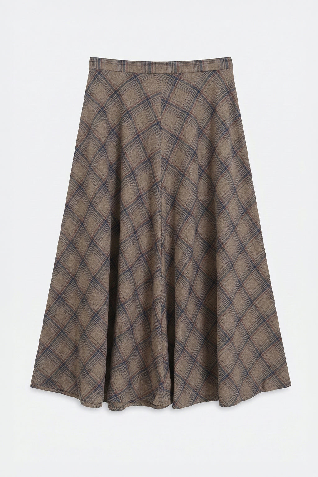 Plaid Flared Midi Skirt