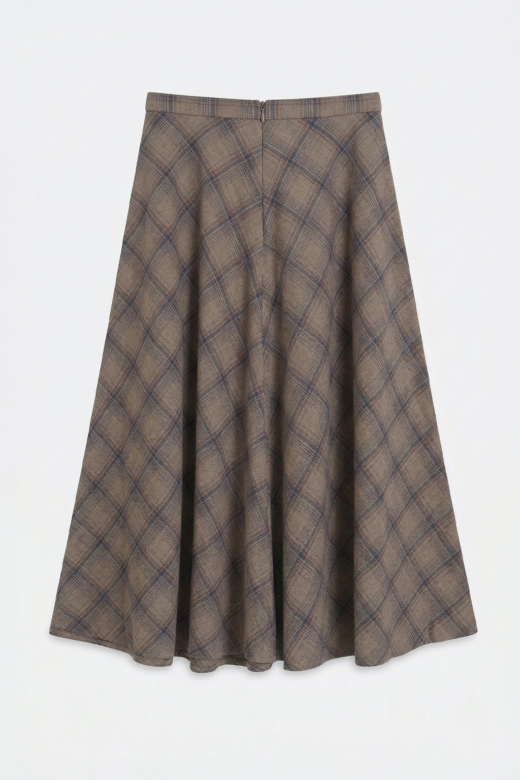 Plaid Flared Midi Skirt