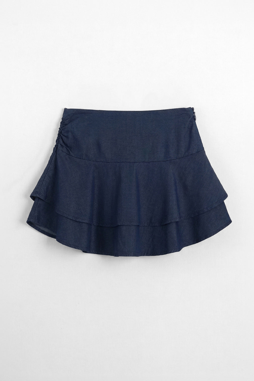 Katlı Mini Denim Şortlu Etek