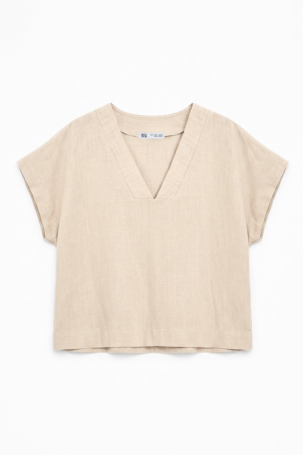 %100 Keten V Yakalı Bluz