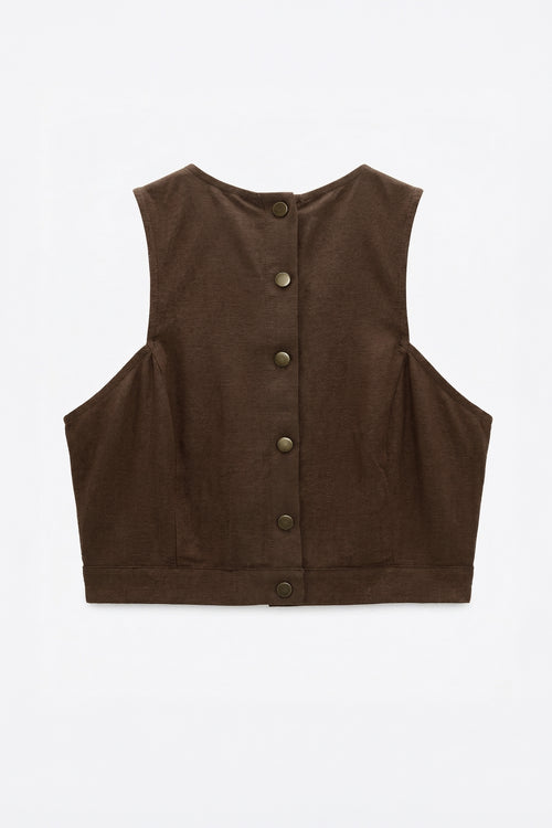 Keten Çıtçıt Kapama Crop Bluz