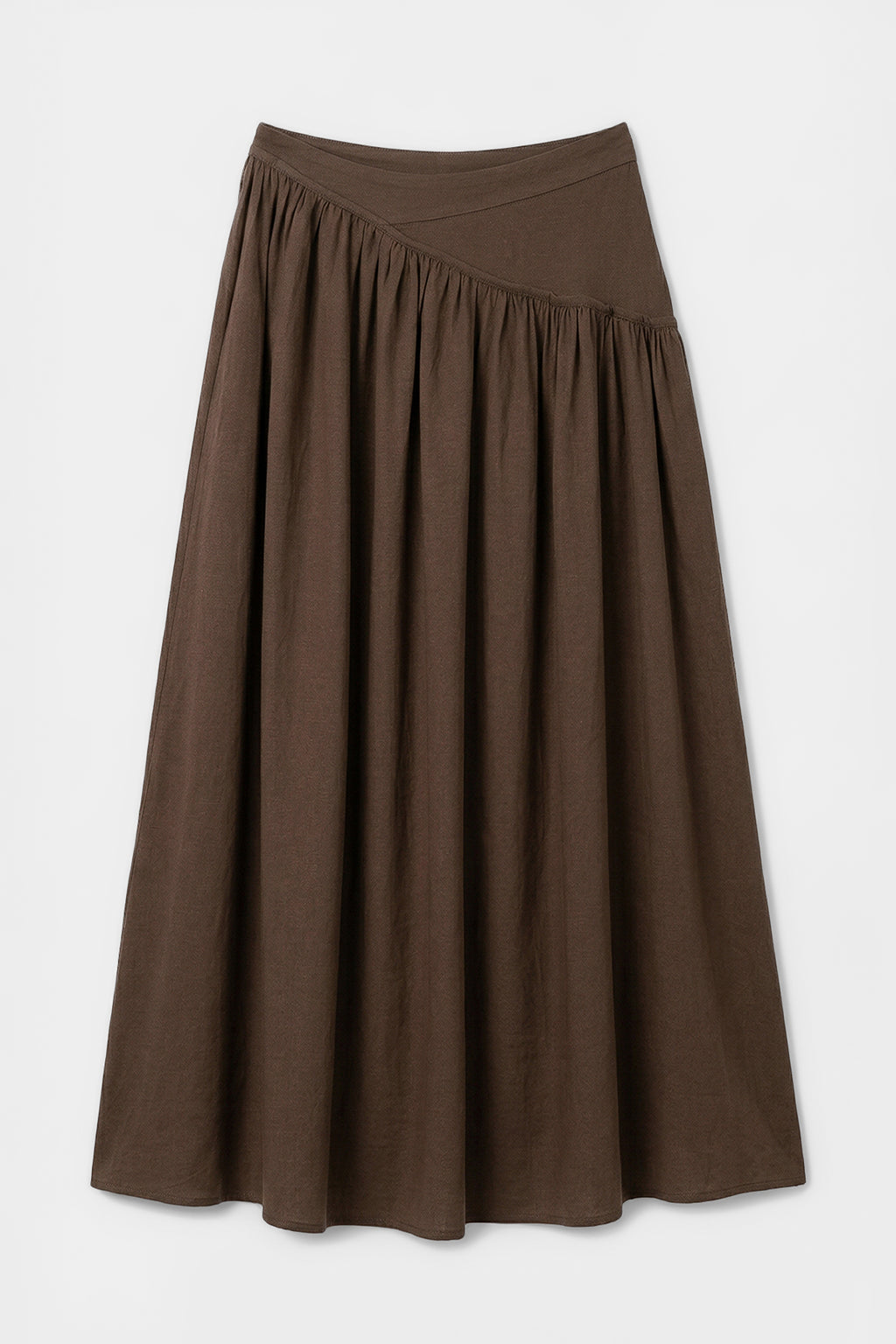 Linen Corset Ruched Midi Skirt